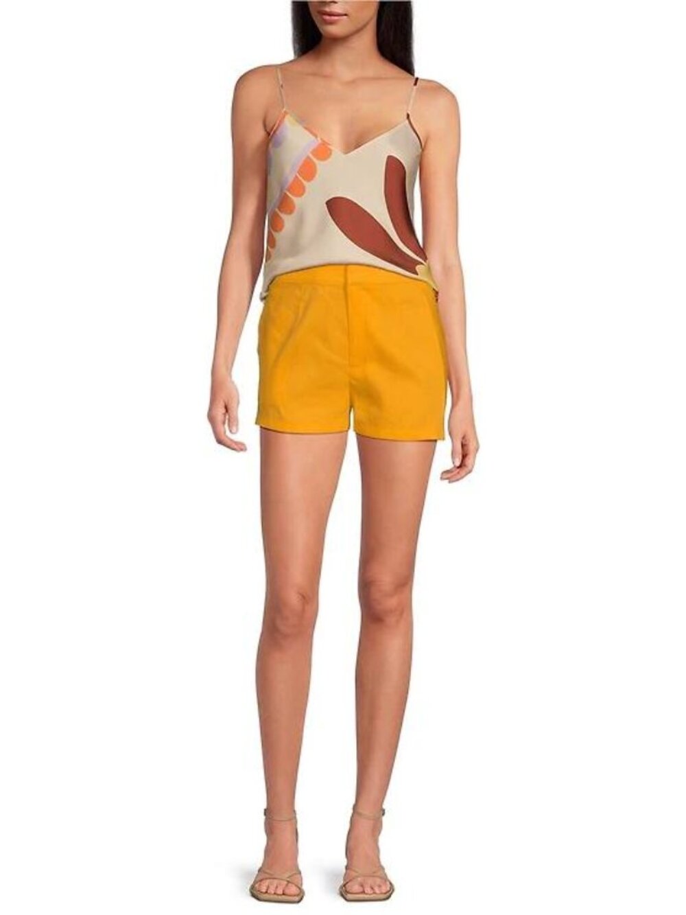 NWT Gianni Bini Lila Flat Front Linen Blend Shorts Orange Size 10